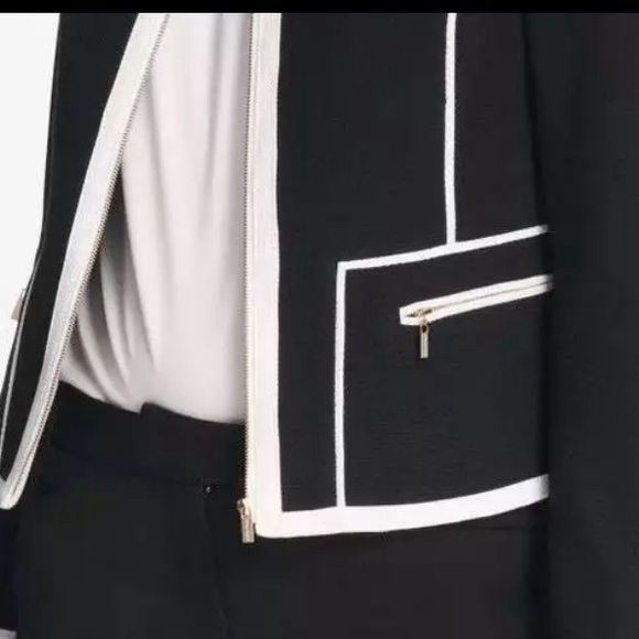 Calvin Klein Women's Contrast Trim Jacket Black Size 4, Black/White, - Picture 6 of 10
